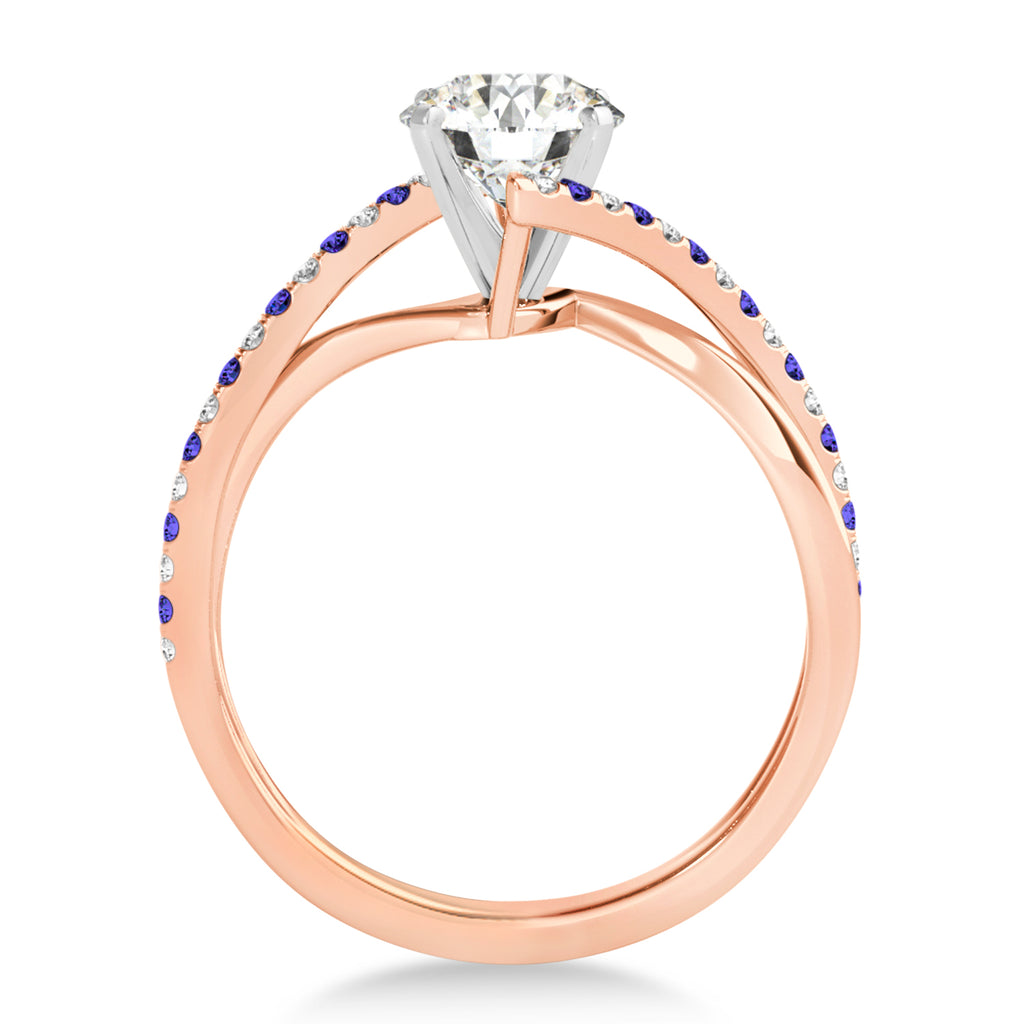 Diamond & Tanzanite Bypass Semi-Mount Ring in 18k Rose Gold (0.14ct)