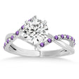 Diamond & Amethyst Bypass Semi-Mount Ring in 18k White Gold (0.14ct)