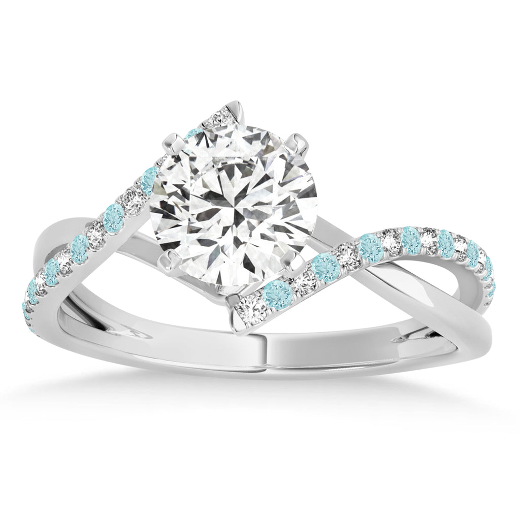 Diamond & Aquamarine Bypass Semi-Mount Ring in 18k White Gold (0.14ct)