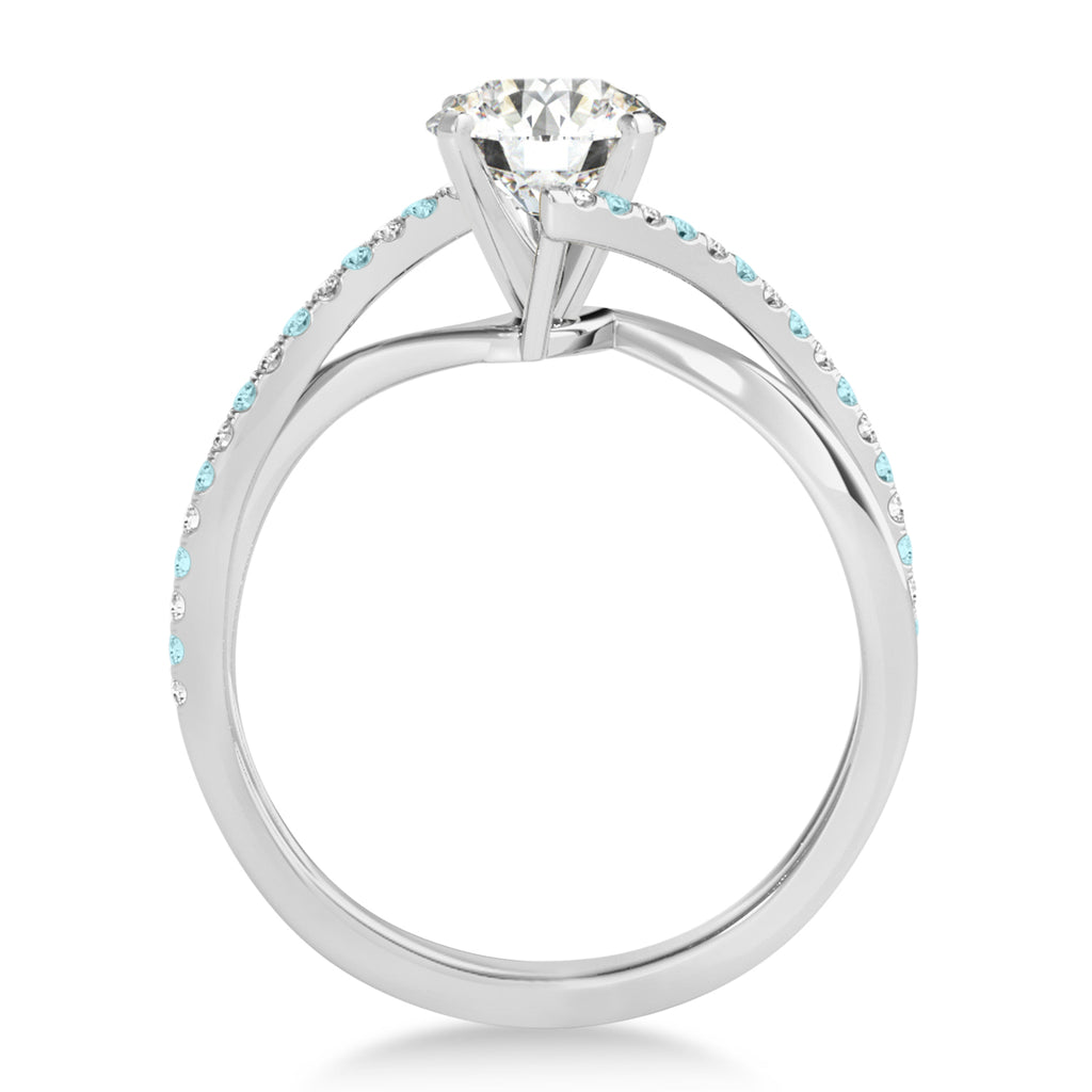 Diamond & Aquamarine Bypass Semi-Mount Ring in 18k White Gold (0.14ct)