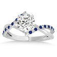 Diamond & Blue Sapphire Bypass Semi-Mount Ring in 18k White Gold (0.14ct)