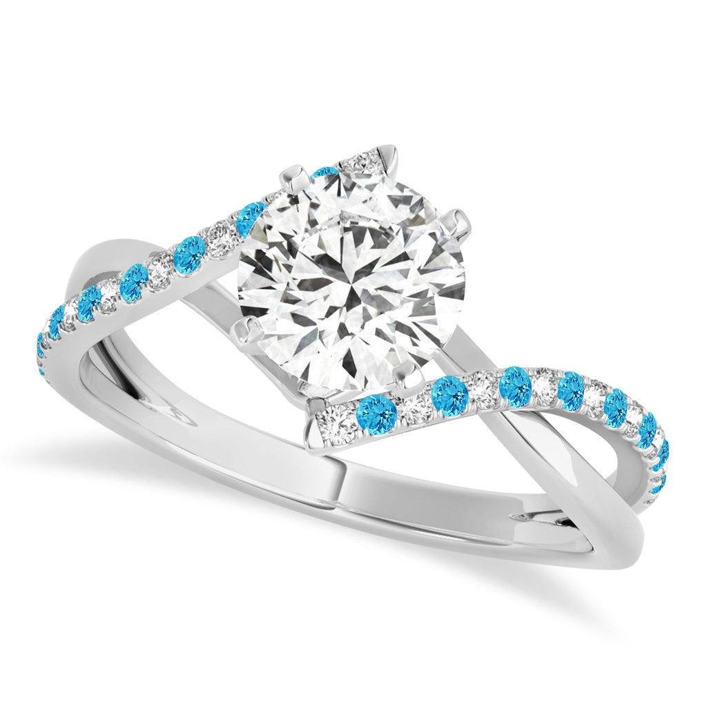 Diamond & Blue Topaz Bypass Semi-Mount Ring in 18k White Gold (0.14ct)