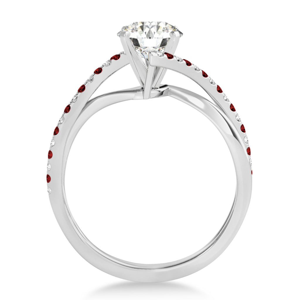 Diamond & Garnet Bypass Semi-Mount Ring in 18k White Gold (0.14ct)