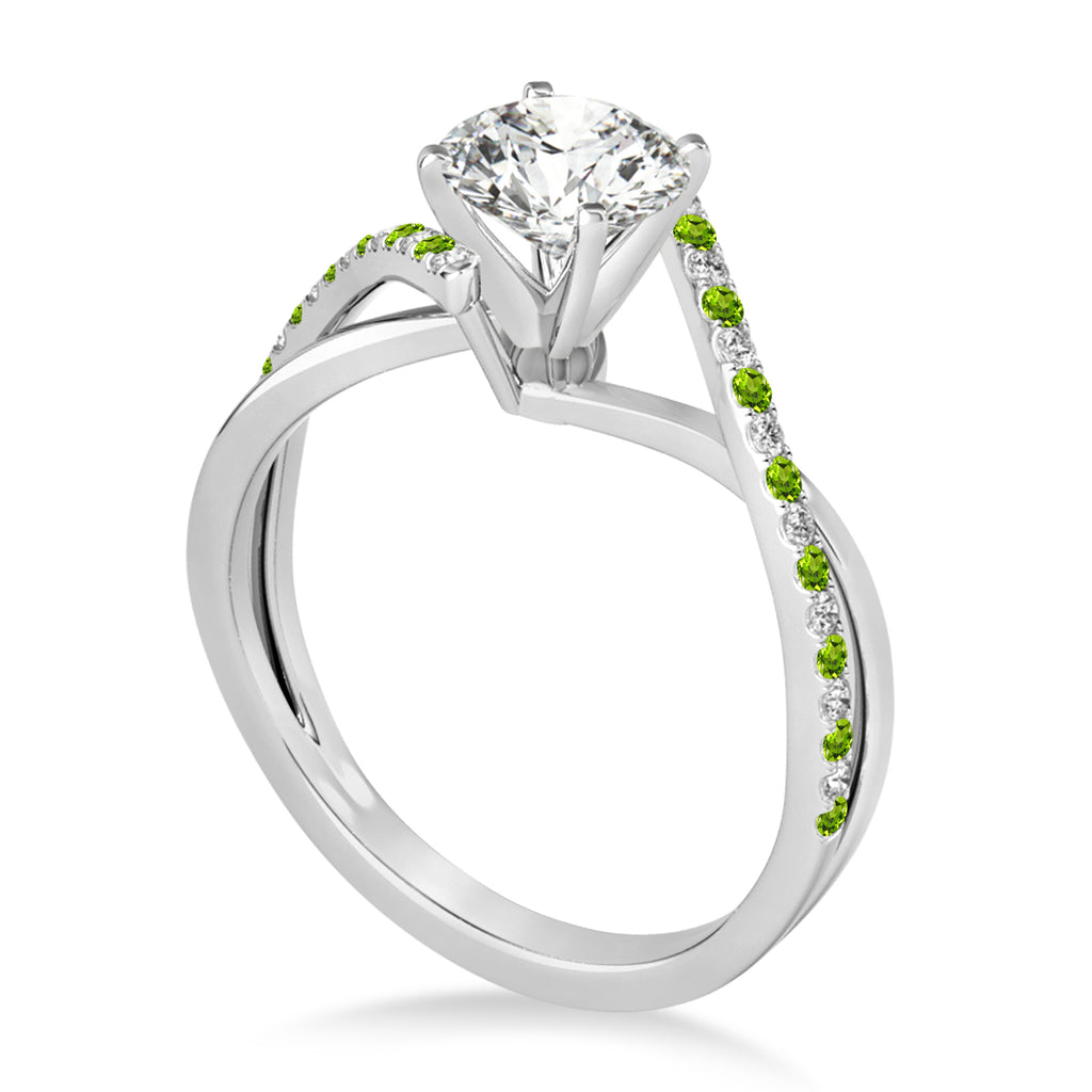 Diamond & Peridot Bypass Semi-Mount Ring in 18k White Gold (0.14ct)