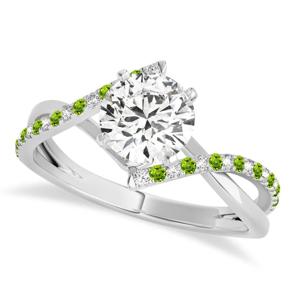 Diamond & Peridot Bypass Semi-Mount Ring in 18k White Gold (0.14ct)