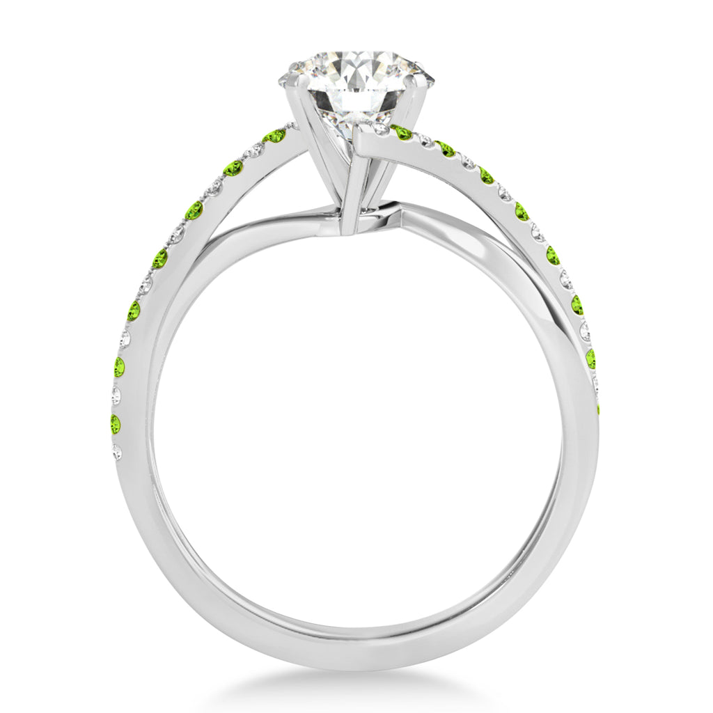 Diamond & Peridot Bypass Semi-Mount Ring in 18k White Gold (0.14ct)