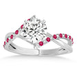 Diamond & Ruby Bypass Semi-Mount Ring in 18k White Gold (0.14ct)