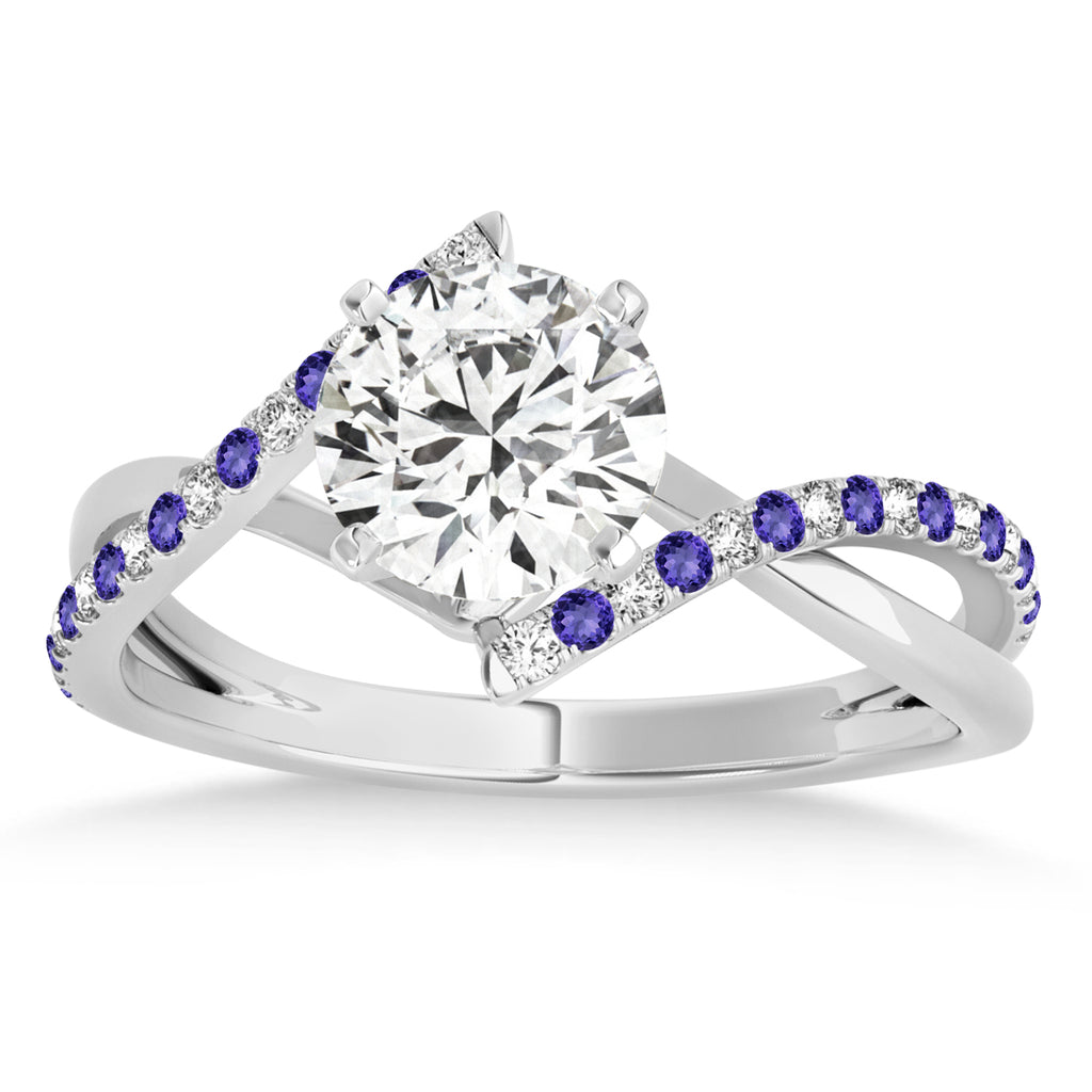 Diamond & Tanzanite Bypass Semi-Mount Ring in 18k White Gold (0.14ct)