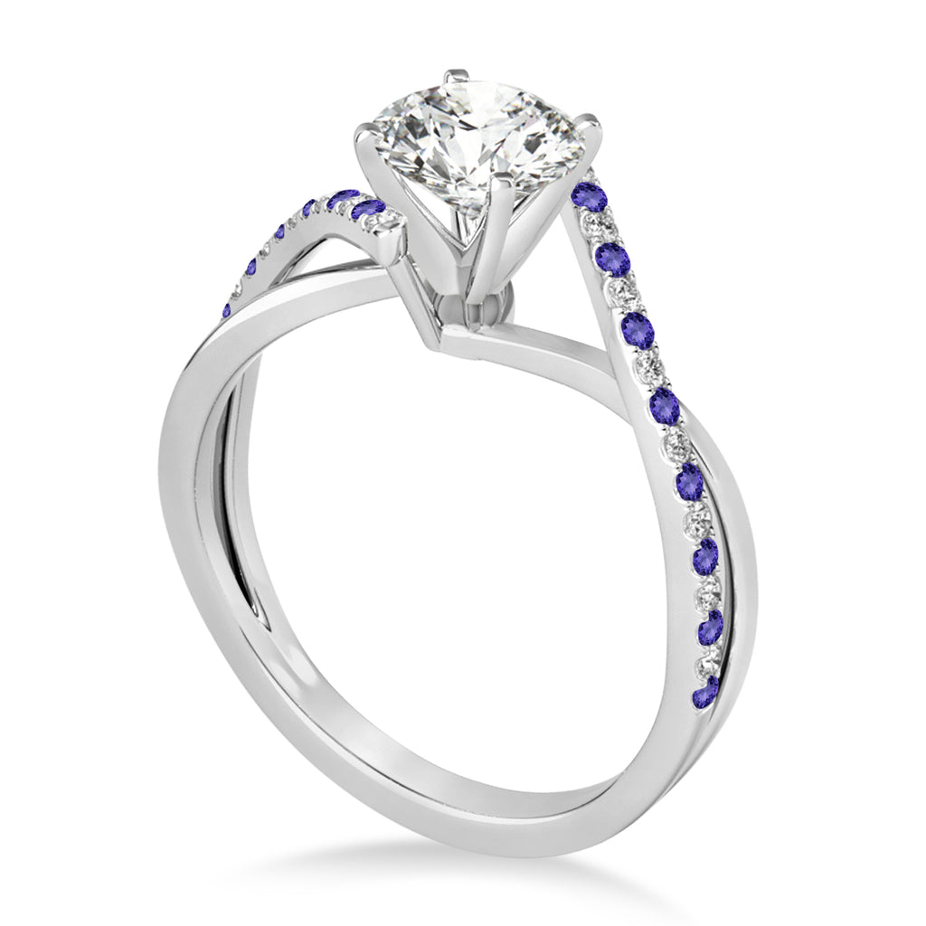 Diamond & Tanzanite Bypass Semi-Mount Ring in 18k White Gold (0.14ct)