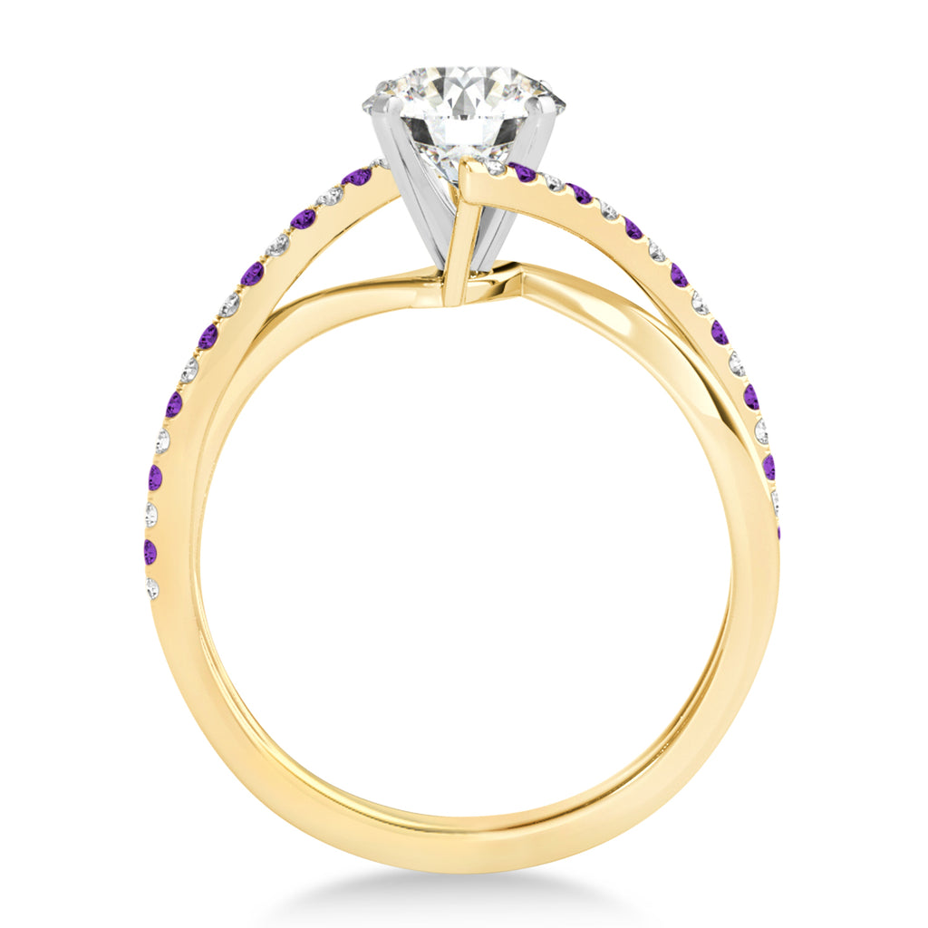 Diamond & Amethyst Bypass Semi-Mount Ring in 18k Yellow Gold (0.14ct)