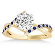 Diamond & Blue Sapphire Bypass Semi-Mount Ring in 18k Yellow Gold (0.14ct)