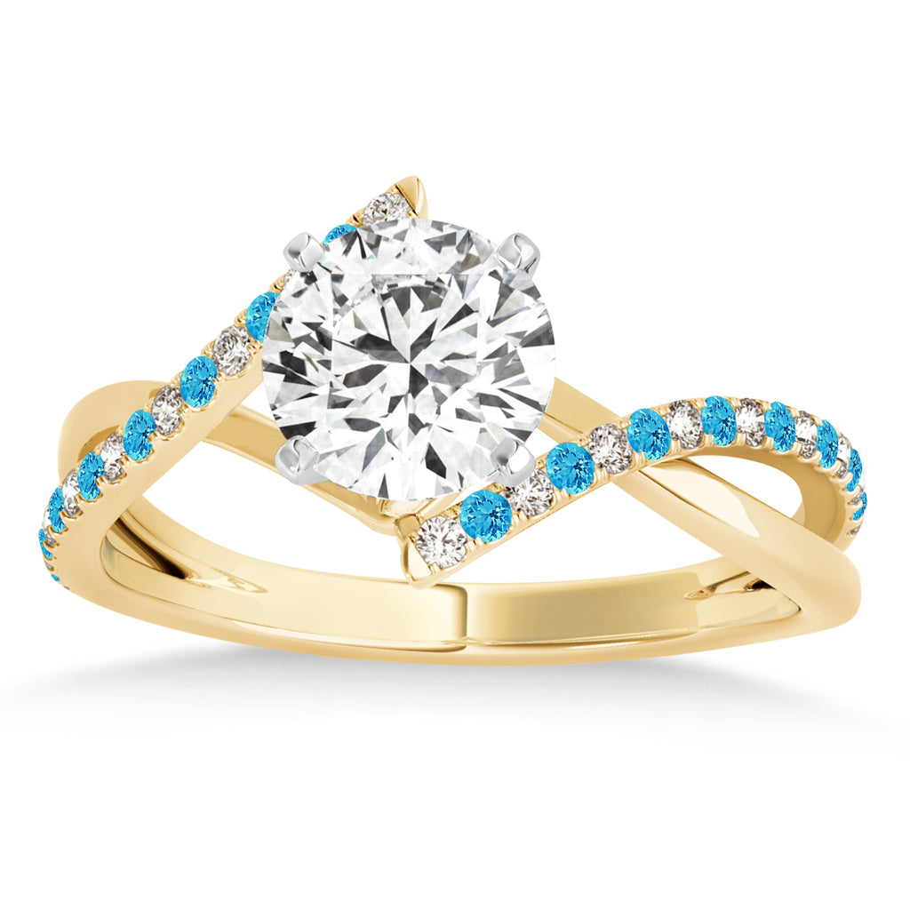 Diamond & Blue Topaz Bypass Semi-Mount Ring in 18k Yellow Gold (0.14ct)