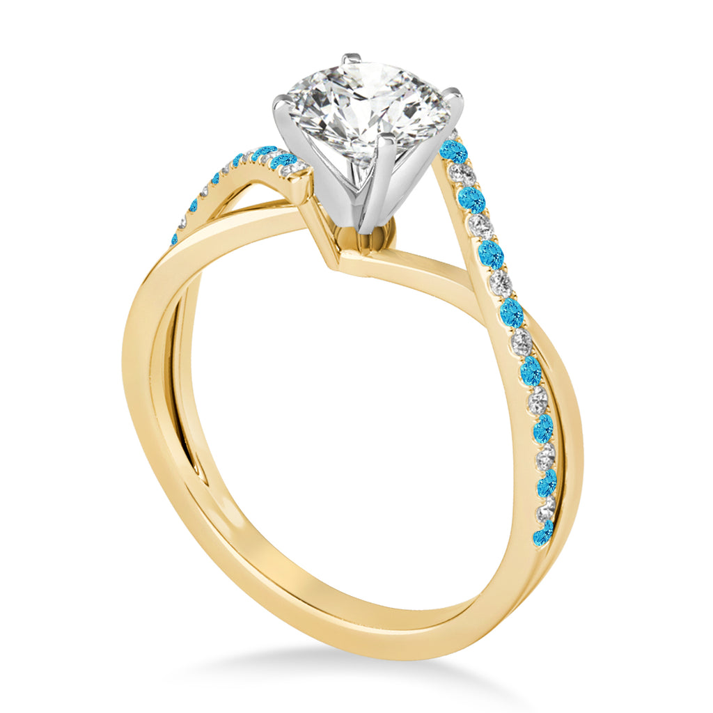 Diamond & Blue Topaz Bypass Semi-Mount Ring in 18k Yellow Gold (0.14ct)