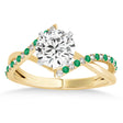 Diamond & Emerald Bypass Semi-Mount Ring in 18k Yellow Gold (0.14ct)