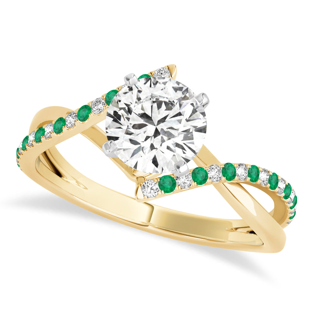 Diamond & Emerald Bypass Semi-Mount Ring in 18k Yellow Gold (0.14ct)