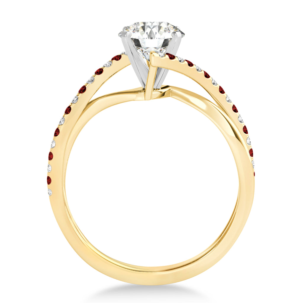 Diamond & Garnet Bypass Semi-Mount Ring in 18k Yellow Gold (0.14ct)
