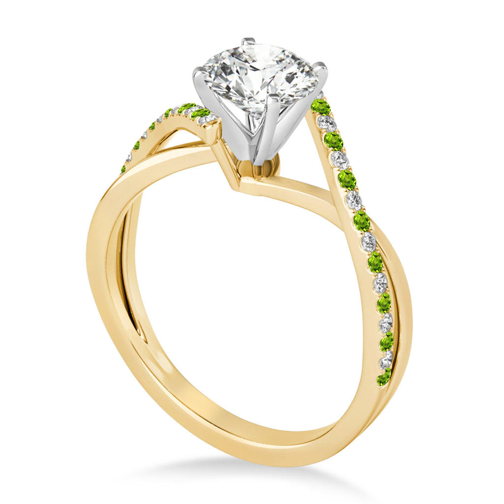 Diamond & Peridot Bypass Semi-Mount Ring in 18k Yellow Gold (0.14ct)