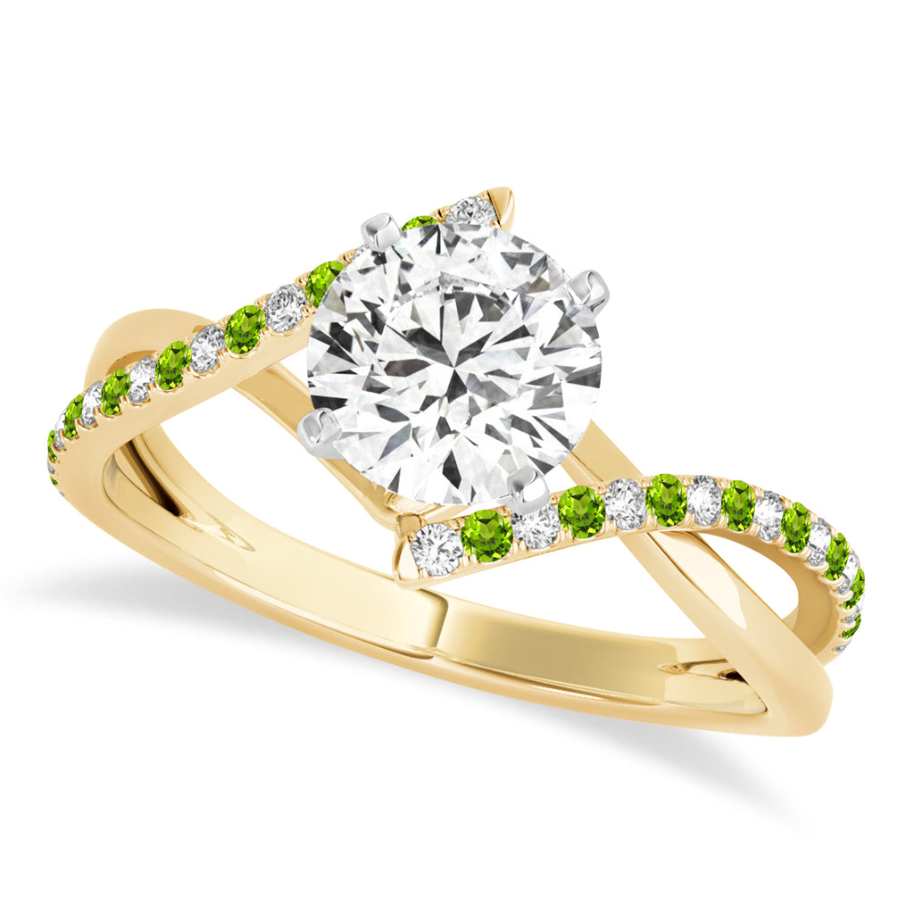 Diamond & Peridot Bypass Semi-Mount Ring in 18k Yellow Gold (0.14ct)