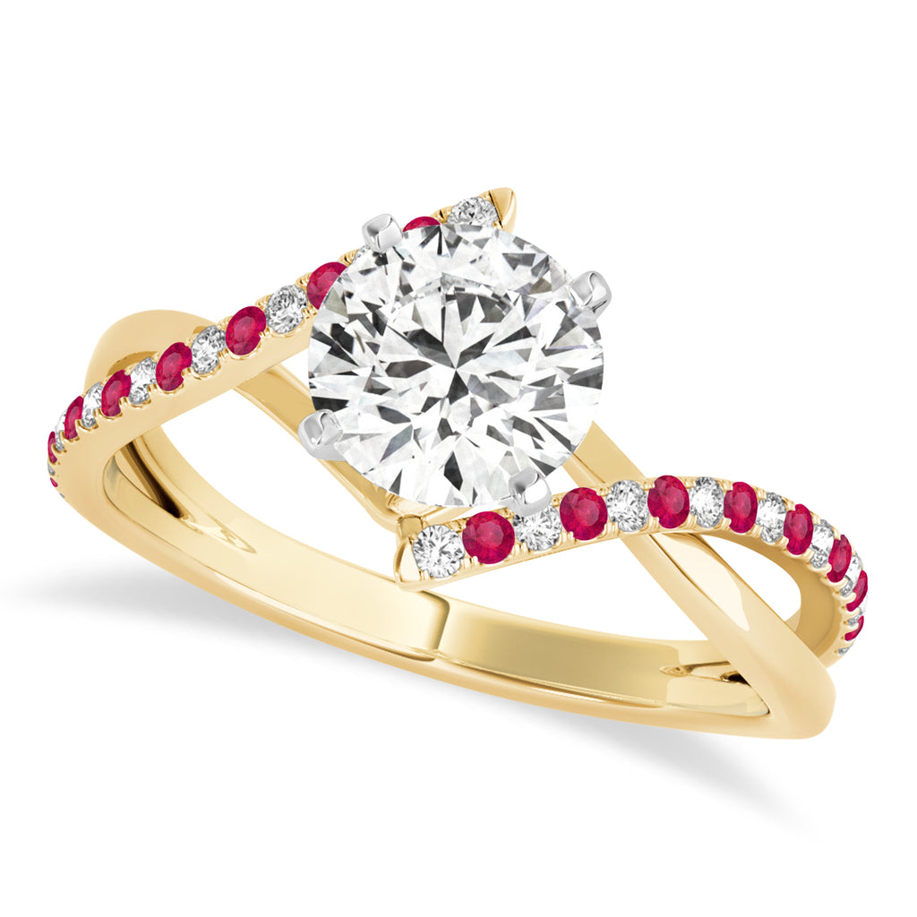 Diamond & Ruby Bypass Semi-Mount Ring in 18k Yellow Gold (0.14ct)