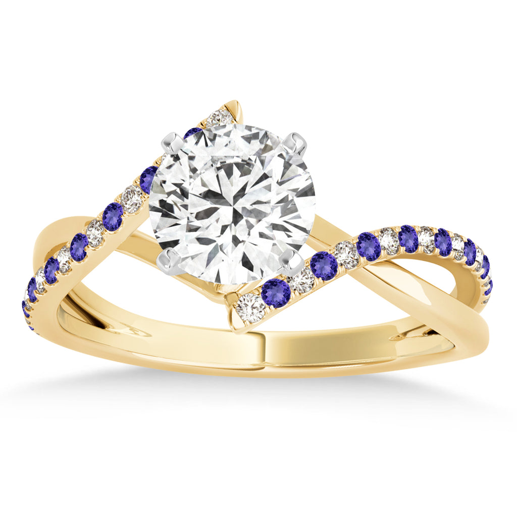 Diamond & Tanzanite Bypass Semi-Mount Ring in 18k Yellow Gold (0.14ct)