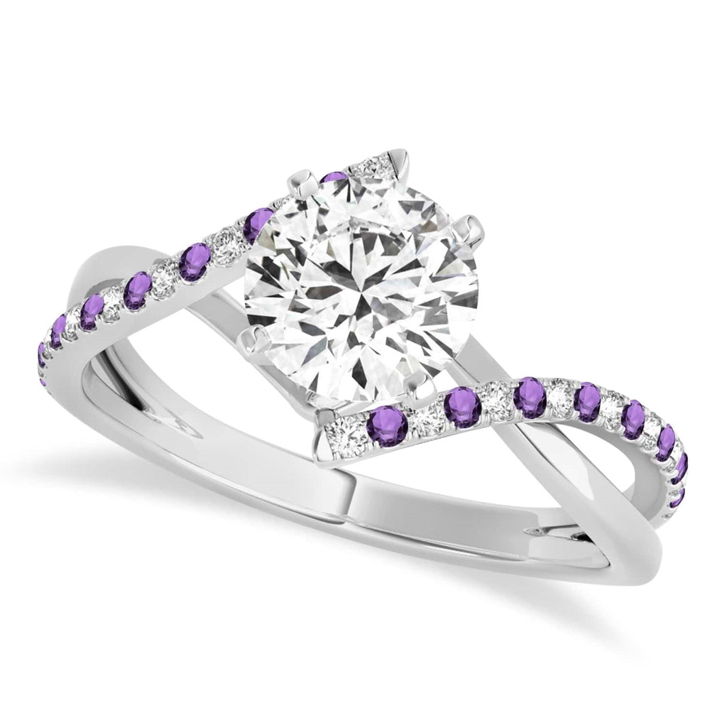 Diamond & Amethyst Bypass Semi-Mount Ring in Platinum (0.14ct)