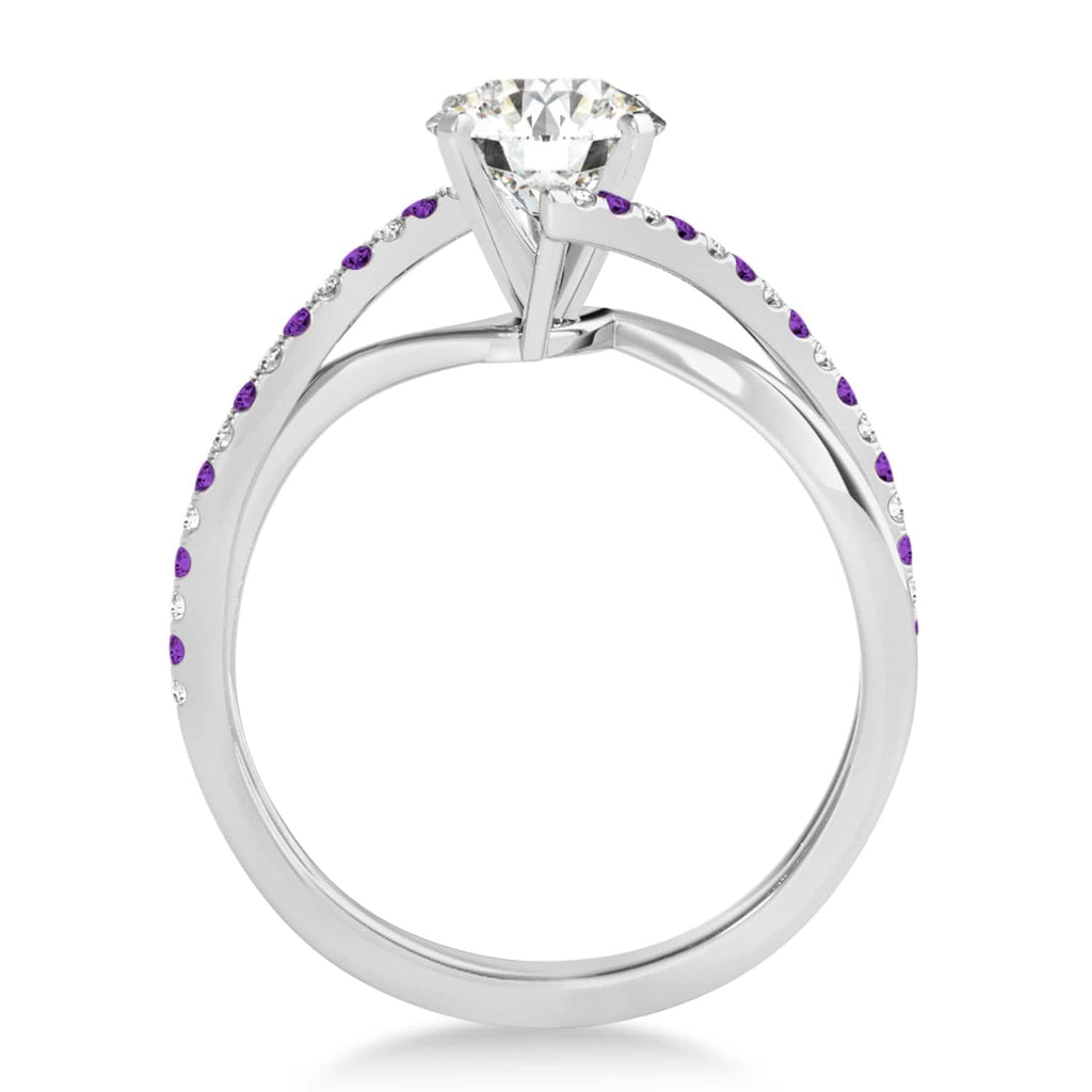 Diamond & Amethyst Bypass Semi-Mount Ring in Platinum (0.14ct)