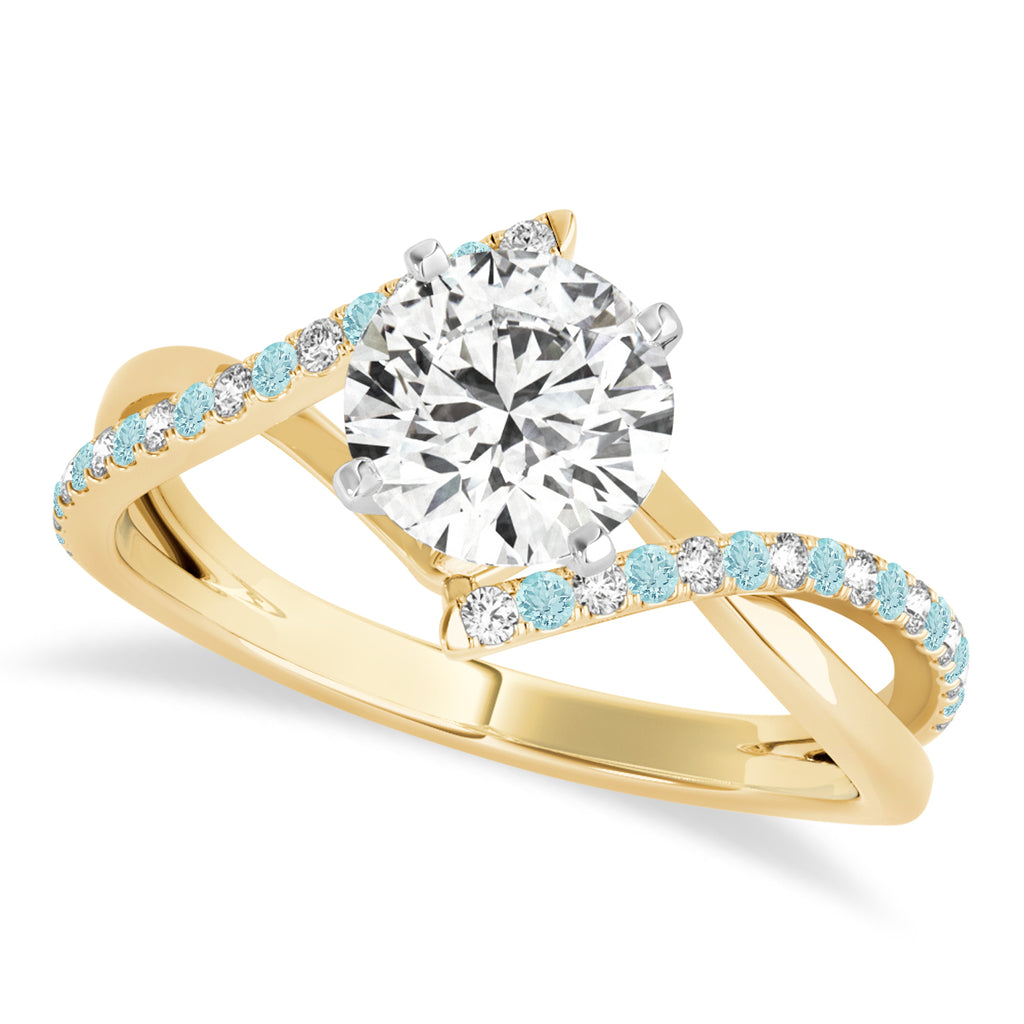 Diamond & Aquamarine Bypass Semi-Mount Ring in Platinum (0.14ct)