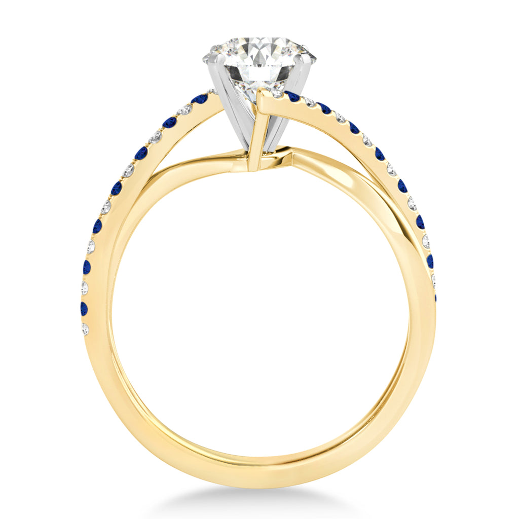Diamond & Blue Sapphire Bypass Semi-Mount Ring in Platinum (0.14ct)