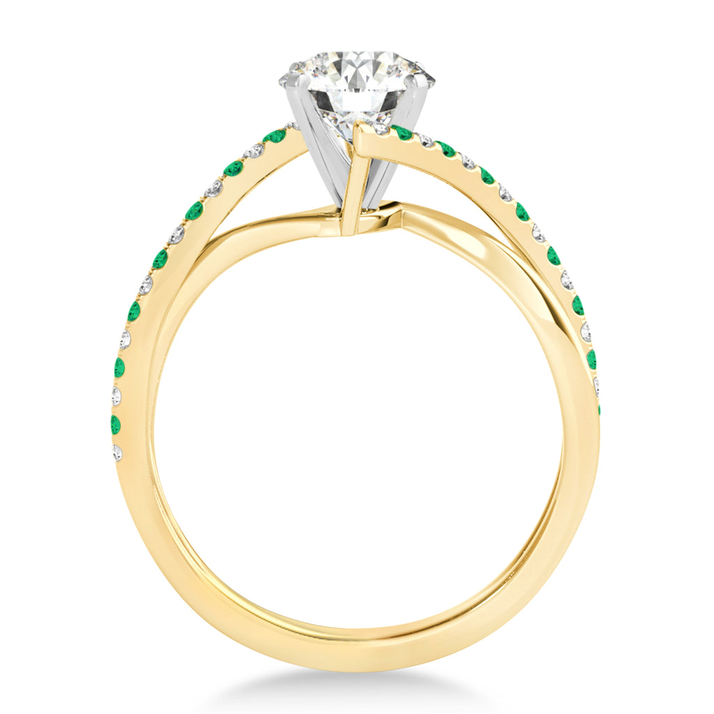 Diamond & Emerald Bypass Semi-Mount Ring in Platinum (0.14ct)