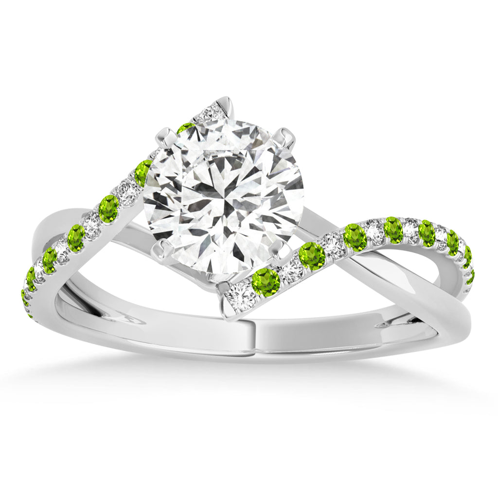 Diamond & Peridot Bypass Semi-Mount Ring in Platinum (0.14ct)