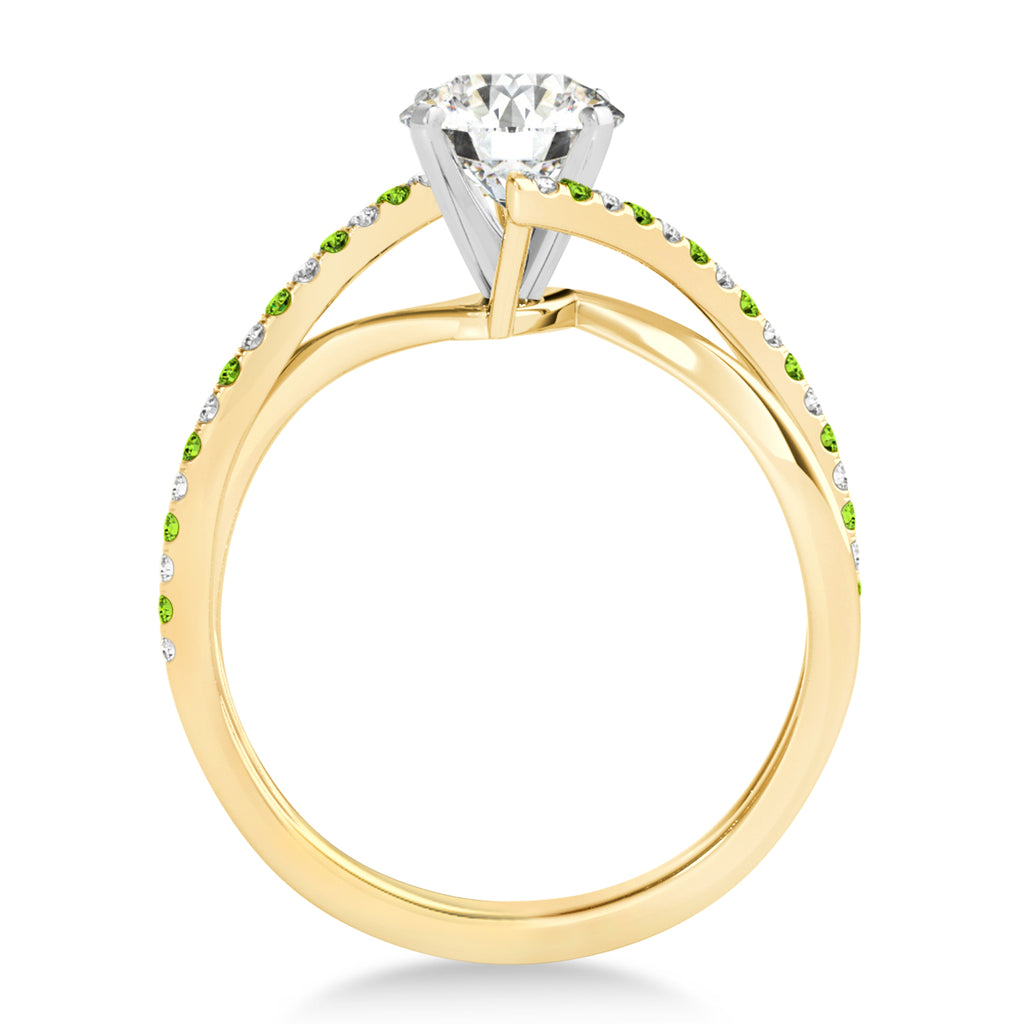 Diamond & Peridot Bypass Semi-Mount Ring in Platinum (0.14ct)