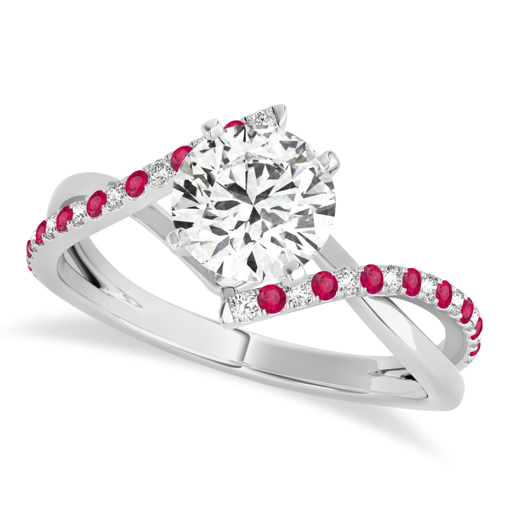Diamond & Ruby Bypass Semi-Mount Ring in Platinum (0.14ct)