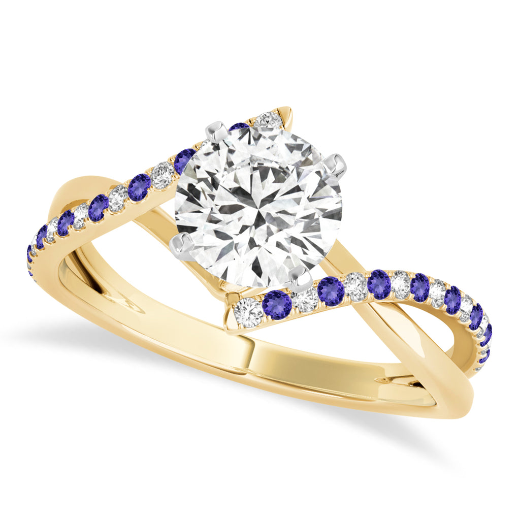 Diamond & Tanzanite Bypass Semi-Mount Ring in Platinum (0.14ct)