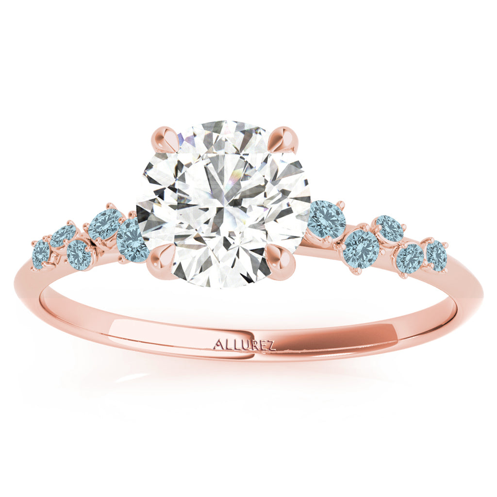Scattered Lab Aquamarine Engagement Ring 14K Rose Gold (0.13ct)