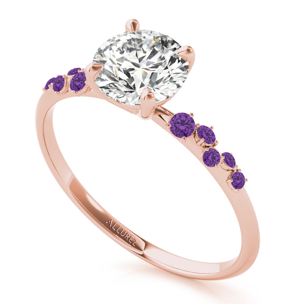 Scattered Amethyst Engagement Ring 14K Rose Gold (0.13ct)