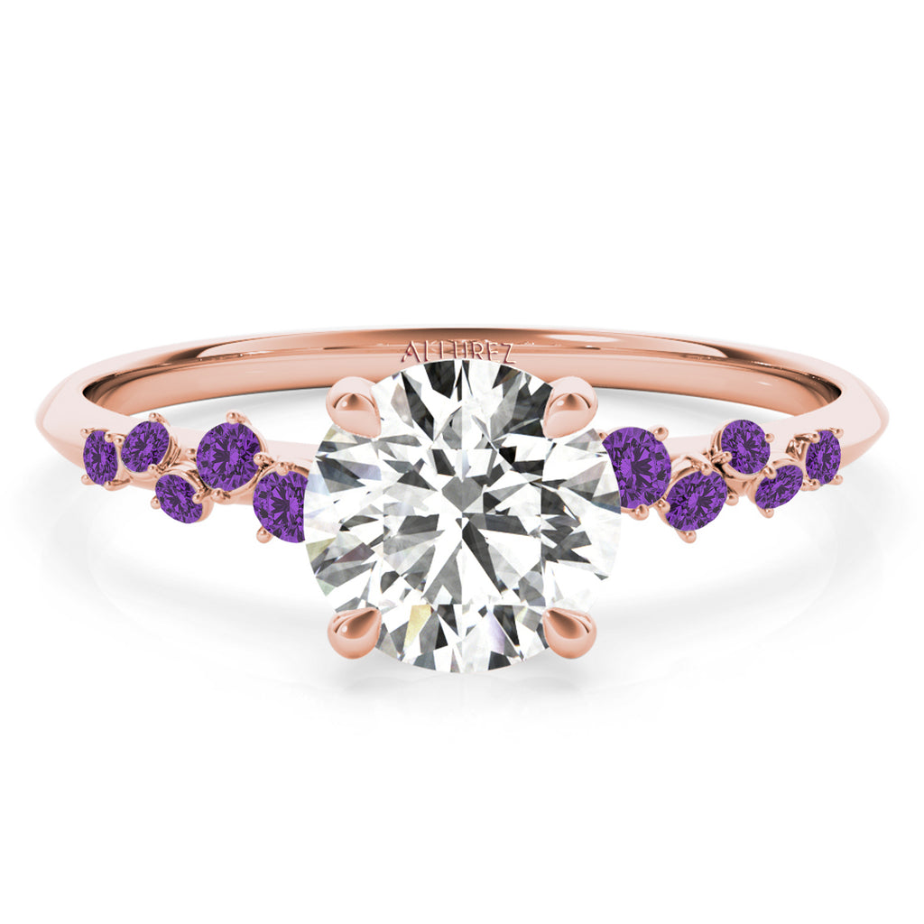 Scattered Amethyst Engagement Ring 14K Rose Gold (0.13ct)