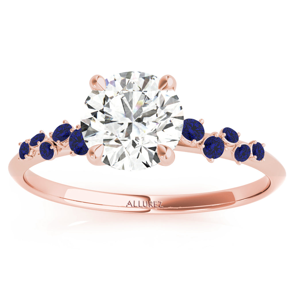 Scattered Lab Blue Sapphire Engagement Ring 14K Rose Gold (0.13ct)