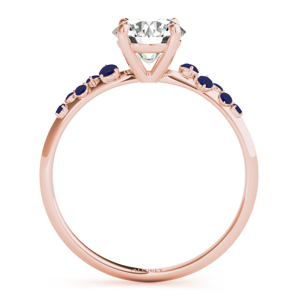 Scattered Lab Blue Sapphire Engagement Ring 14K Rose Gold (0.13ct)