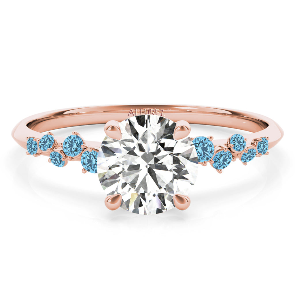 Scattered Blue Topaz  Engagement Ring 14K Rose Gold (0.13ct)