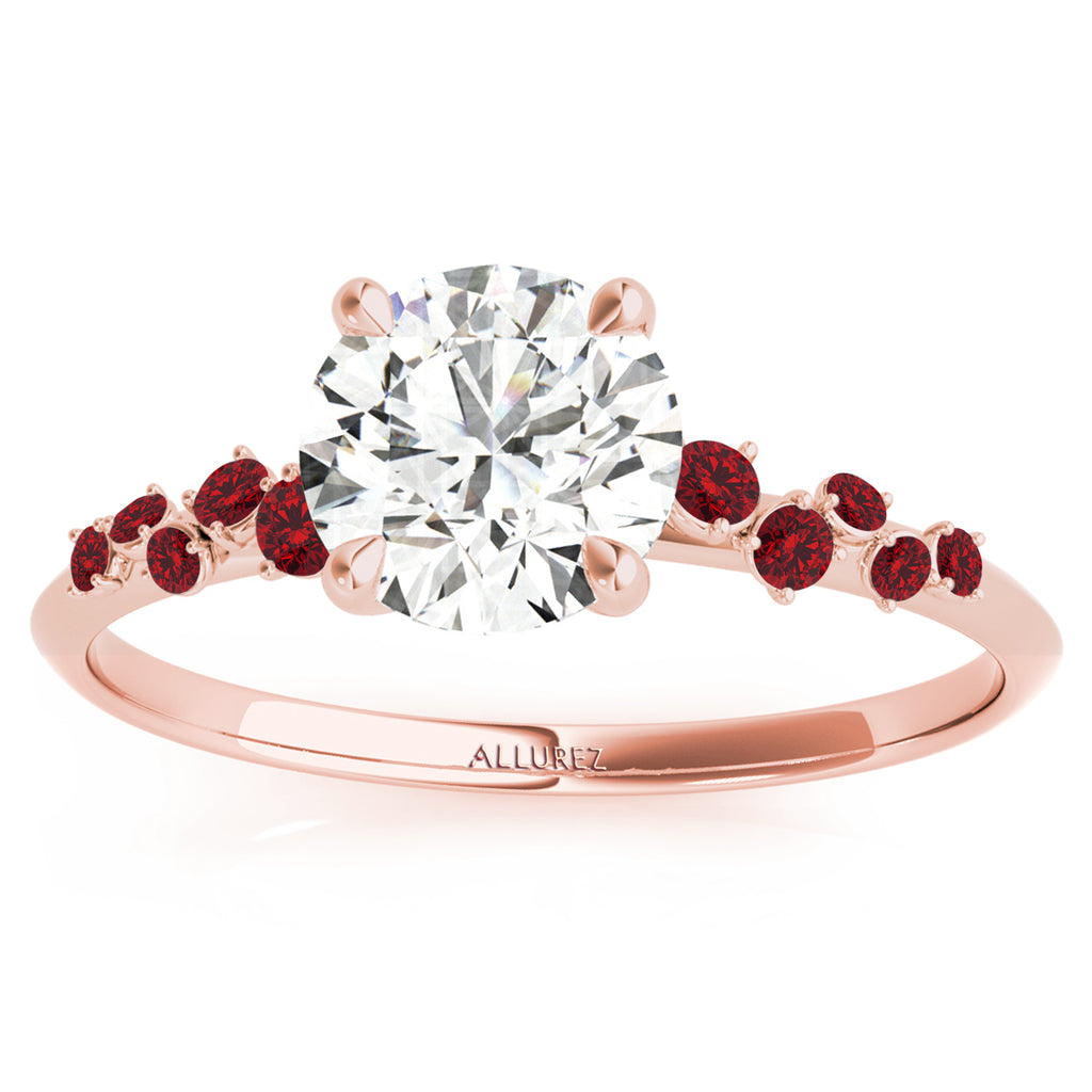 Scattered Lab Ruby Engagement Ring 14K Rose Gold (0.13ct)
