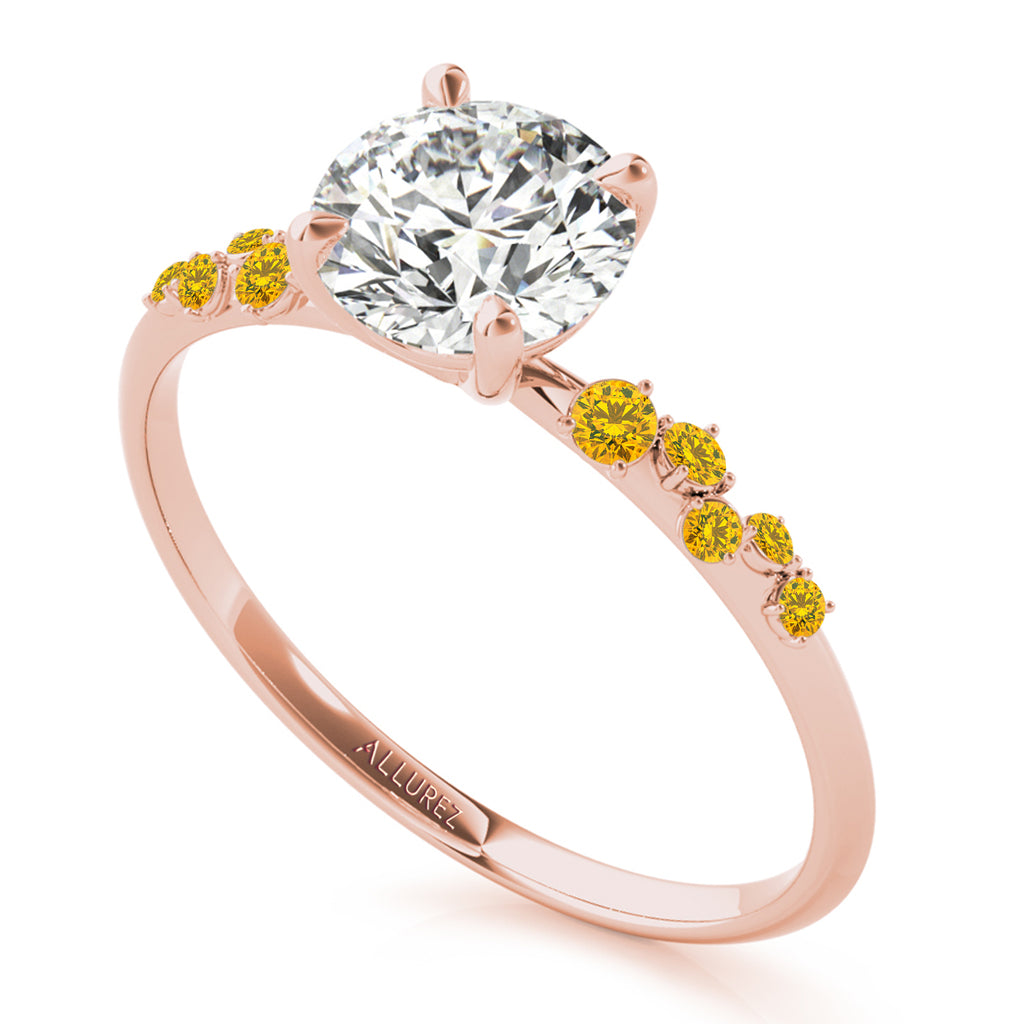 Scattered Yellow Sapphire Engagement Ring 14K Rose Gold (0.13ct)