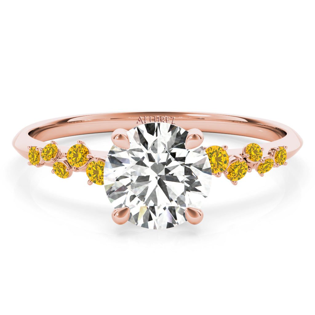 Scattered Yellow Sapphire Engagement Ring 14K Rose Gold (0.13ct)