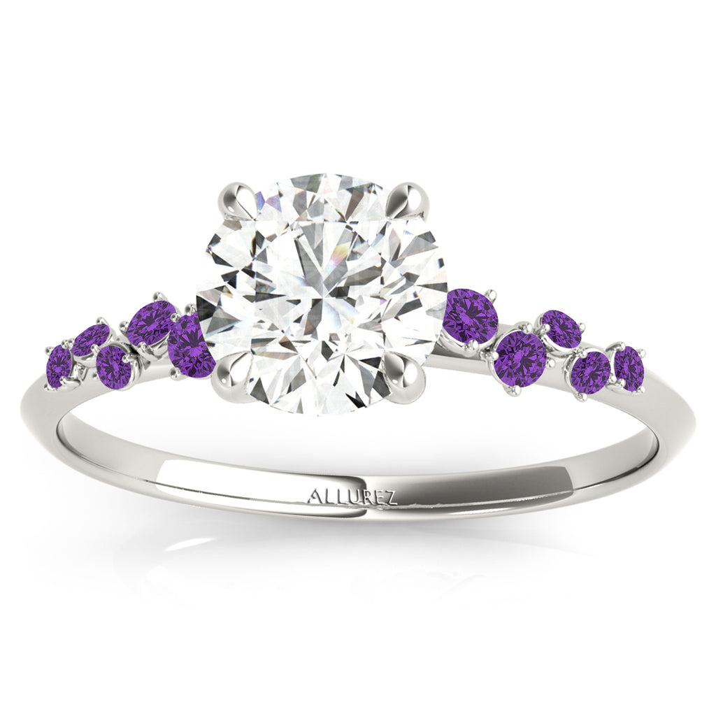 Scattered Amethyst Engagement Ring 14K White Gold (0.13ct)