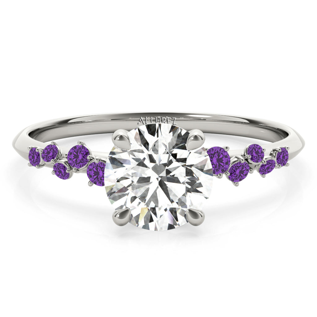 Scattered Amethyst Engagement Ring 14K White Gold (0.13ct)
