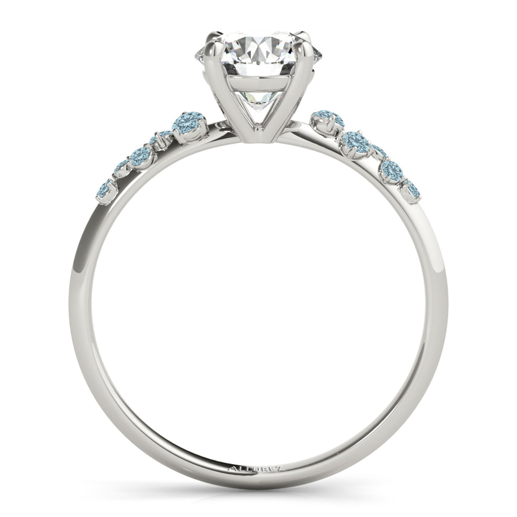 Scattered Aquamarine Engagement Ring 14K White Gold (0.13ct)