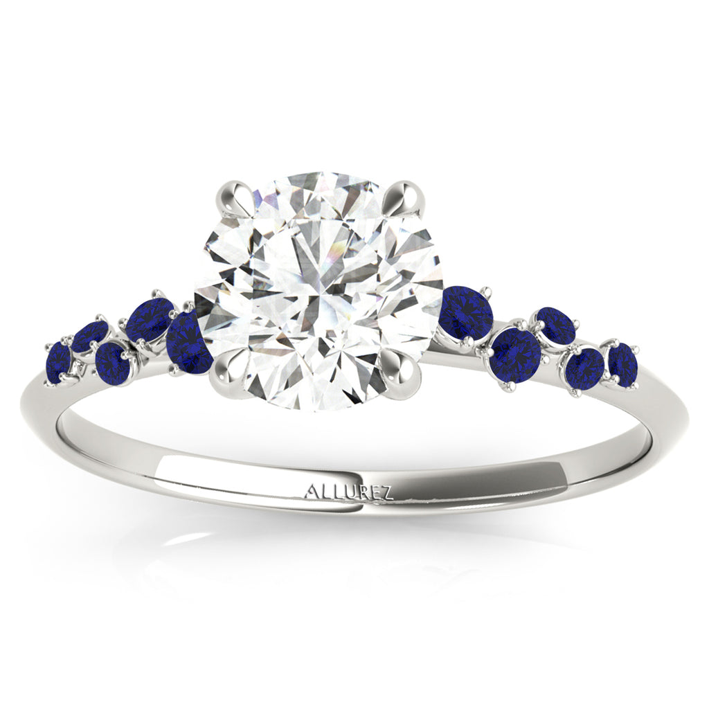 Scattered Blue Sapphire Engagement Ring 14K White Gold (0.13ct)