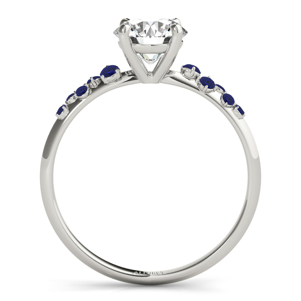 Scattered Blue Sapphire Engagement Ring 14K White Gold (0.13ct)