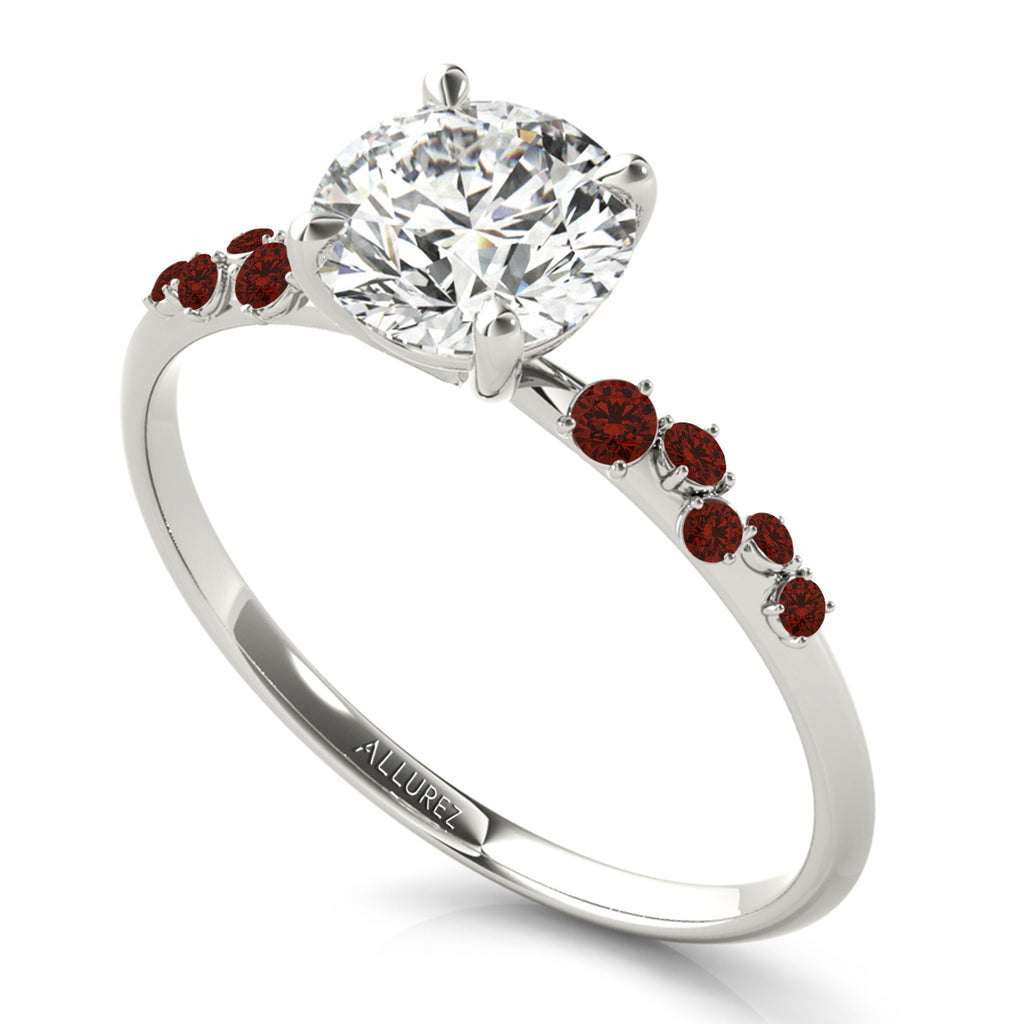 Scattered Garnet Engagement Ring 14K White Gold (0.13ct)