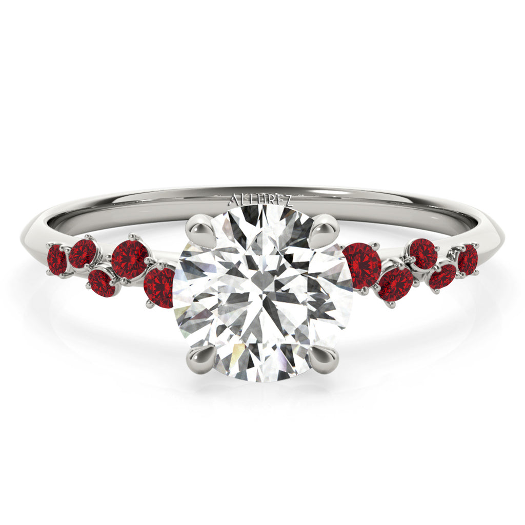 Scattered Lab Ruby Engagement Ring 14K White Gold (0.13ct)