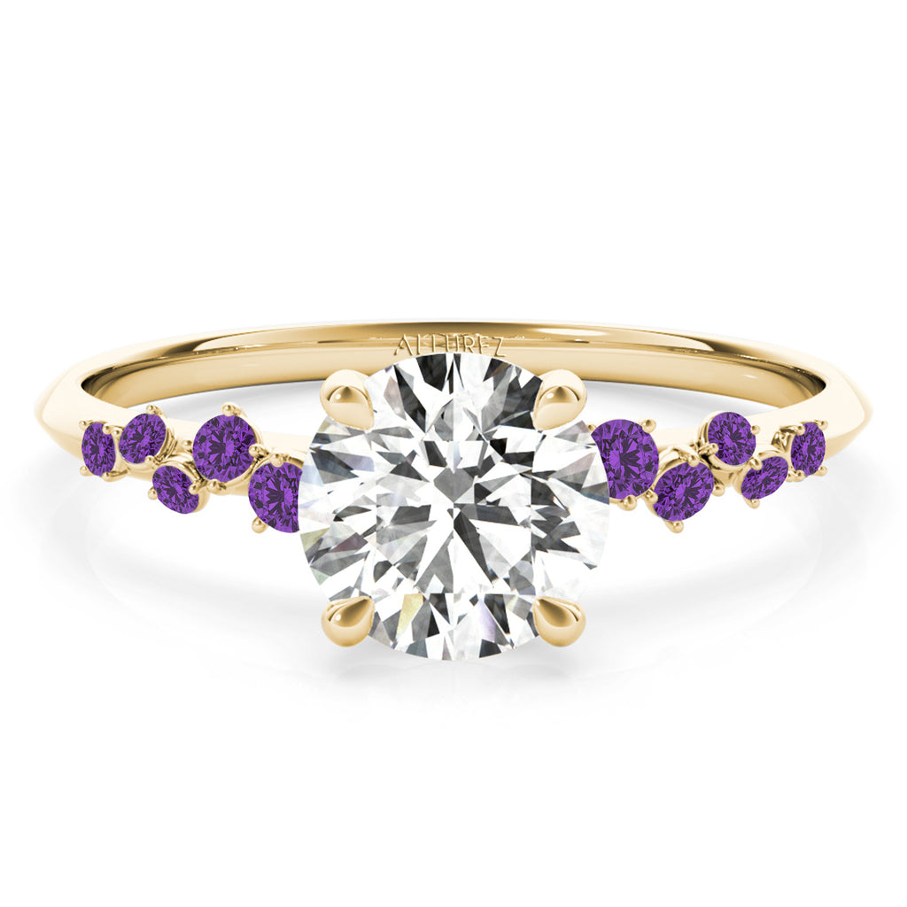 Scattered Amethyst Engagement Ring 14K Yellow Gold (0.13ct)